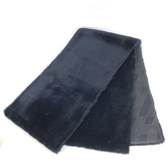 HERMES Leather Fur Shawl Stole / Shawl Scarf Leather / fur Black - Picture 3 of 8